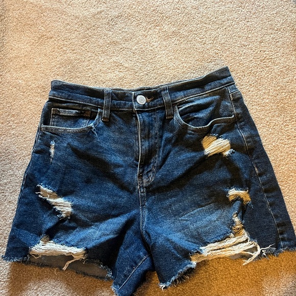 SO Pants - SO Dark Blue Distressed Jean Shorts